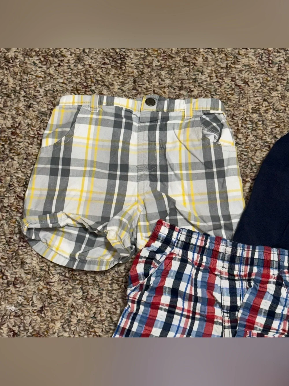 Boys girls toddler size 18 month shorts Gray and Yellow Plaid Shorts lot of 3